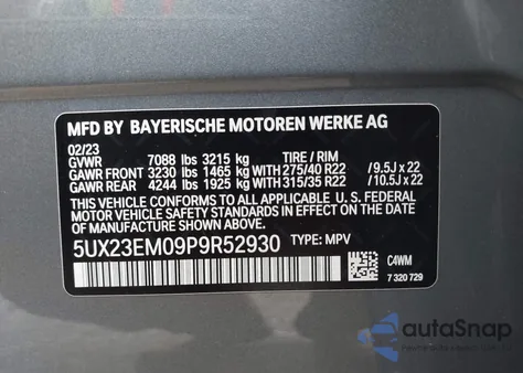 2023 BMW X7 xDrive40I from USA, damaged, VIN 5UX23EM09P9R52930